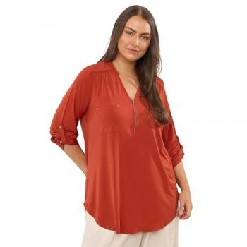 Haut en jersey à zip orange Yours Curve