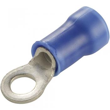TE Connectivity 34162 Blue Ring Terminal Max Cross Section 2.60 mm² Hole Ø 6.35 mm Partially Insulated