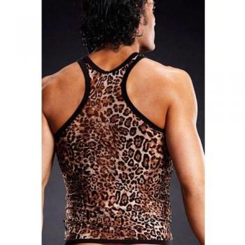 Schnellrutsch‑Mesh-Tank für Herren – Leopard, Blau Linie – S/M