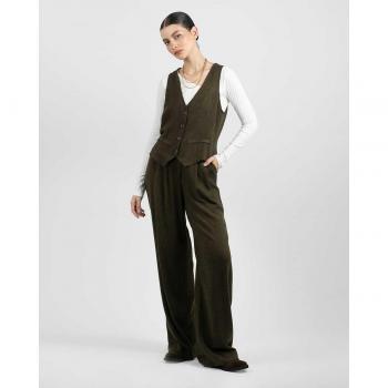 Pantalón Tapeta Ancha de Mujer con Bolsillos y Pliegue delantera – Pao26-I23