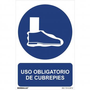 Señal uso obligatorio uso obligatorio de cubrepies pvc 0.7mm 30x40cm