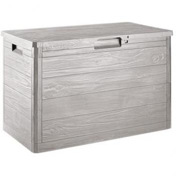 Cofre de jardín 160L gris topo efecto madera anti-UV