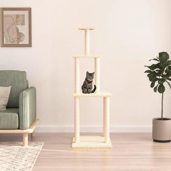 Rascador para Gatos con Postes Árbol Torre de Escalada Sisal Color Crema