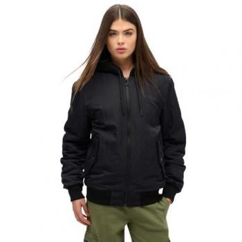 Superdry Women’s MA-1 Hooded Military Coat – Black XL