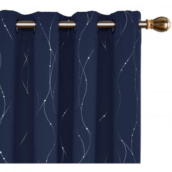 Dotted Line Foil Printed Blackout Thermal Curtains (2 Panels)