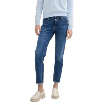 TOM TAILOR Slim-fit-Jeans, Damen, Gr. 28, Länge 32, blau (mid stone wash denim)
