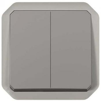 Interrupteur double PLEXO LEGRAND gris 069525L