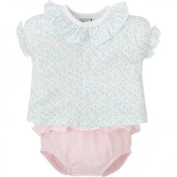 Cubrepañal y Blusa Rosado Jardín