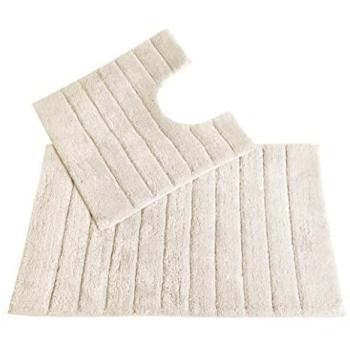 Allure Ribbed Cream Bathroom Mat Combo