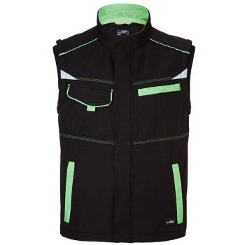 James and Nicholson Women's Workwear Softshell Vest Level 2 (Black/Lime Green)