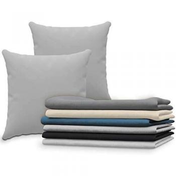 Set Double Taie d'Oreiller Gris en Jersey Coton – 65x65 cm
