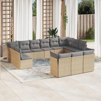 VidaXL 13-tlg. Gartenlounge-Set mit Kissen Beige Poly Rattan