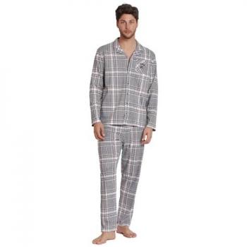 Admas Homewear: Pijama Hombre Gris Boston Manga Larga – Algodón