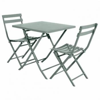 Paquete de mesa y sillas de terraza plegables en metal y color verde