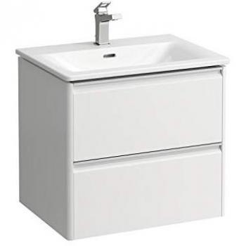 LAUFEN Palace Waschtischunterbau Set, 1 Hahnloch, Überlauf, 600x543mm, 2 Schubladen, Griffleiste Aluminium schwarz