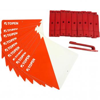 TOPEN Balises plastifiées 15 x 15 et Pinces marquage (Lot de 10), Orange, M
