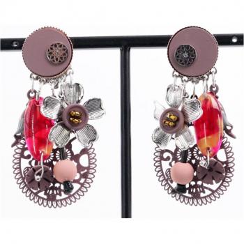 Clip Estilo Lily Trésors Marrón Gris Plateado 60x35 mm