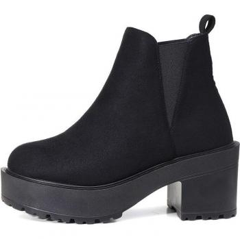 Botas Negras con Plataforma Deslizante para Mujer