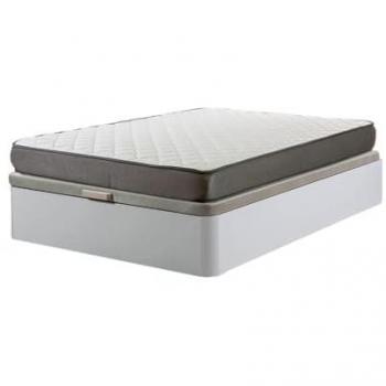 Cama Canapé Abatible Blanco 135x190 cm con Colchón de 18 cm