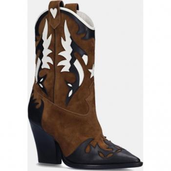 Botas Simón de mujer en piel con diseño cowboy y tacón bloque