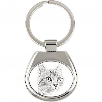 Llavero Gato American Shorthair con grabado artístico