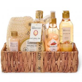 IDC Institute Cesta de Baño con Aceite de Argán Hidratación Intensa Set de 8 Piezas Grande