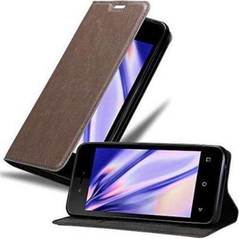 Etui Premium WIKO Sunny 3 Mini Marrón Café – Cerradura Magnética y Tarjetero