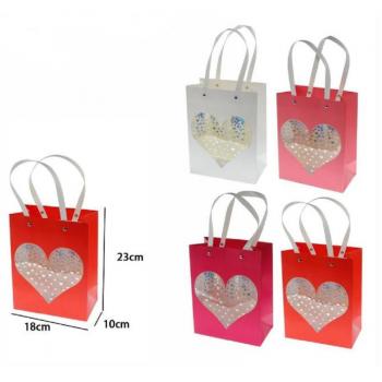Sacchetti Regalo con Cuore 23x18x10cm Set 2 Pz