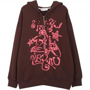 Sudadera para mujer Y2K con capucha, de manga larga, con diseño grafiti, estilo hip hop gótico, talla grande