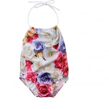 Cute Toddler Girls' Rose Print Bathing Suit