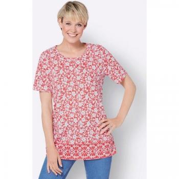 Langshirt Classic Basics Frauen Größe 40 – Weiß/Rot gemustert