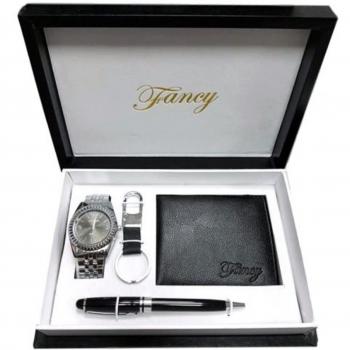 Set d’accessoires masculins : montre, portefeuille, stylo, porte-clés