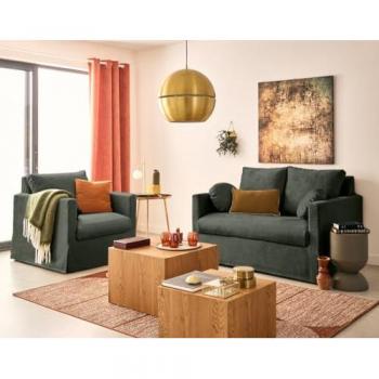 Fauteuil en velours déhoussable