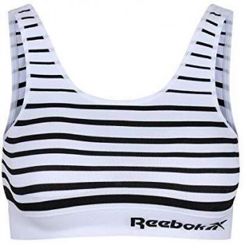 Reebok Top Deportivo sin Costuras, Mujer, Negro/Blanco A Rayas, S