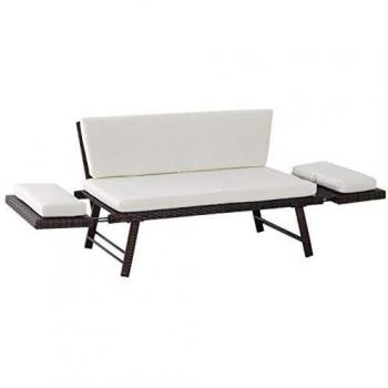 Canapé Lit de Jardin 3 Places Imitation Rotin