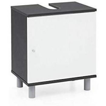 WILLMES 1‑TRG Waschtisch-Unterschrank (Graphit Korpus, Weiß Front) – 84101‑63075
