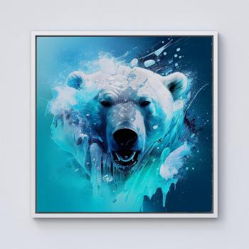 Polar Bear Face Splash Canvas – 10” x 10”, Small (WRT Ltd)