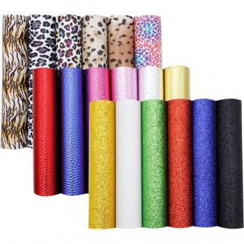 A5 Size 18-Piece Glitter Leopard Printed Synthetic Leather Set