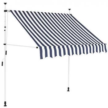 VidaXL Manual Retractable Awning 78.7 Blue and White Stripes
