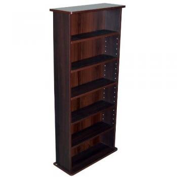 Dark Oak 6-Shelf Media Storage Unit for 222 CDs or 104 DVDs/Blu-rays