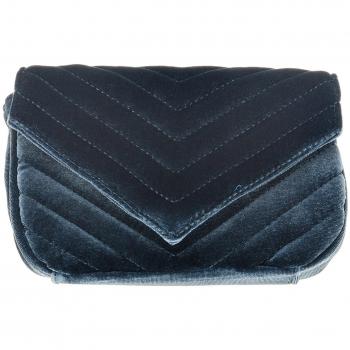Chain‑Adorned Velvet Clutch for Women – Blue