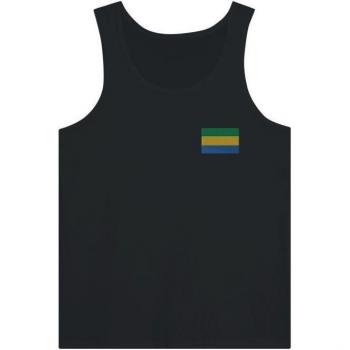 Athletic Gabon Flag Sleeveless Shirt – Black – 100% Cotton – Fitted