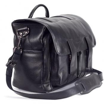 V Design Luca – Schwarz Leder Messenger Tasche für Kamera