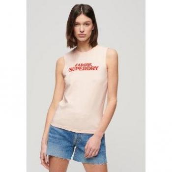 Superdry Women's Sport Luxe Sleeveless T-shirt Mauve Morn Pink XL