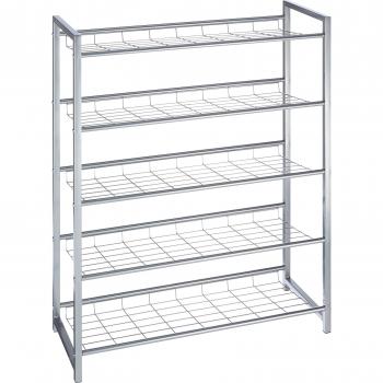 Schuhregal JUPP mit 5 Ablagen, alufarbenes Stahlrohr