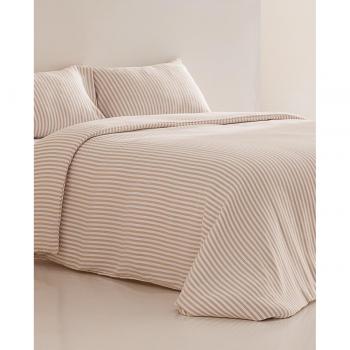 Couette housse coton jacquard rayé Gamusi beige 180x220 cm