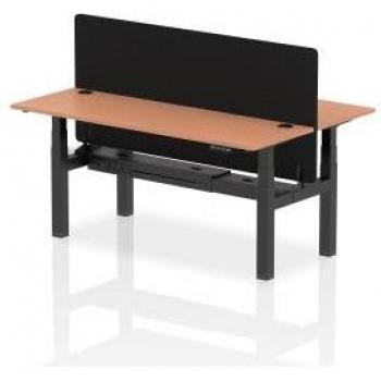 Air Back-to-Back 1800 x 600mm Height Adjustable 2 Person Bench Office Desk Beech Top