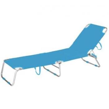 Chaise longue pliable en aluminium – MARBUENO SUMMER – 187x58x24 cm – Bleu – Textilène – 3 positions d'inclinaison