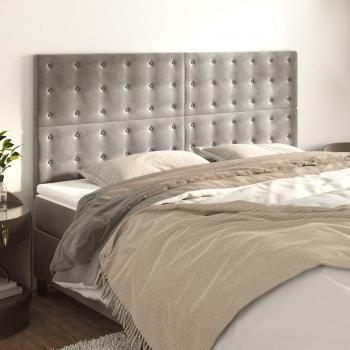 VidaXL Hellgraue Kopfteile 4 Stk. 80x5x78/88 cm Samt