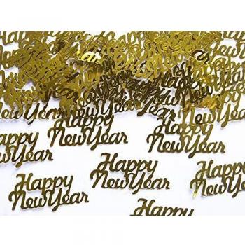 Happy New Year Konfetti, 4x2 cm, 3g, metallic gold
